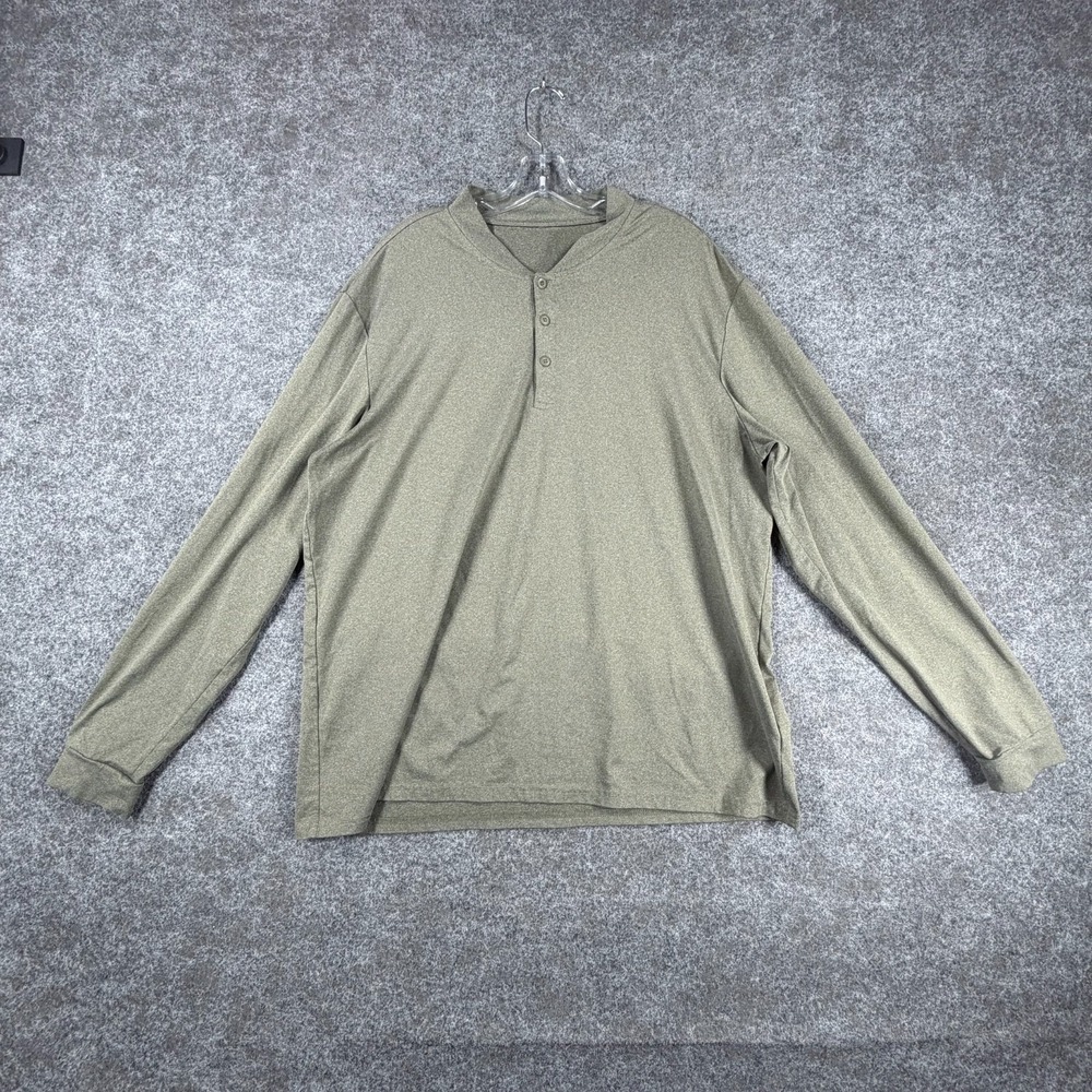 Nordstrom‎ Rack Z by Zella Henley Shirt Mens L Olive Green Long Sleeve Athletic